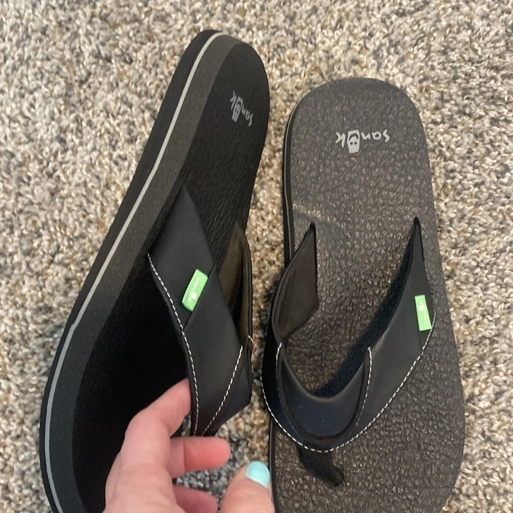 Sanuk Beer Cozy Yoga Thong Flip Flop Sandals Black Casual Comfort 9